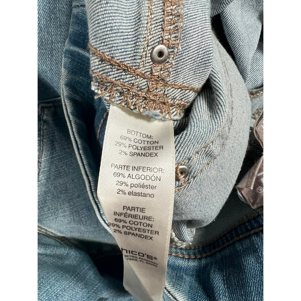 Chicos Medium Wash Blue Denim Pull On Ankle Pants Slim Comfort Stretch Size 2 - Picture 7 of 11